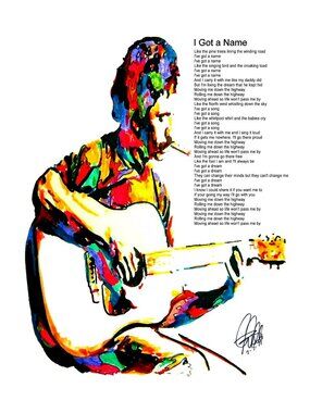 Jim Croce Guitar Folk Rock I Got A Name Music Poster Print Wall Art 13x19